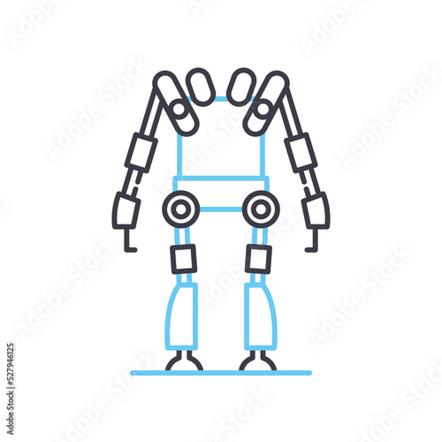 powered exoskeleton line icon, outline symbol, vector illustration, concept sign