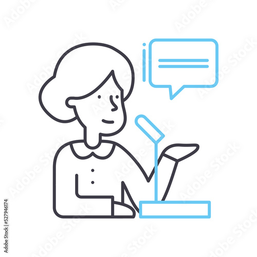 politician line icon, outline symbol, vector illustration, concept sign