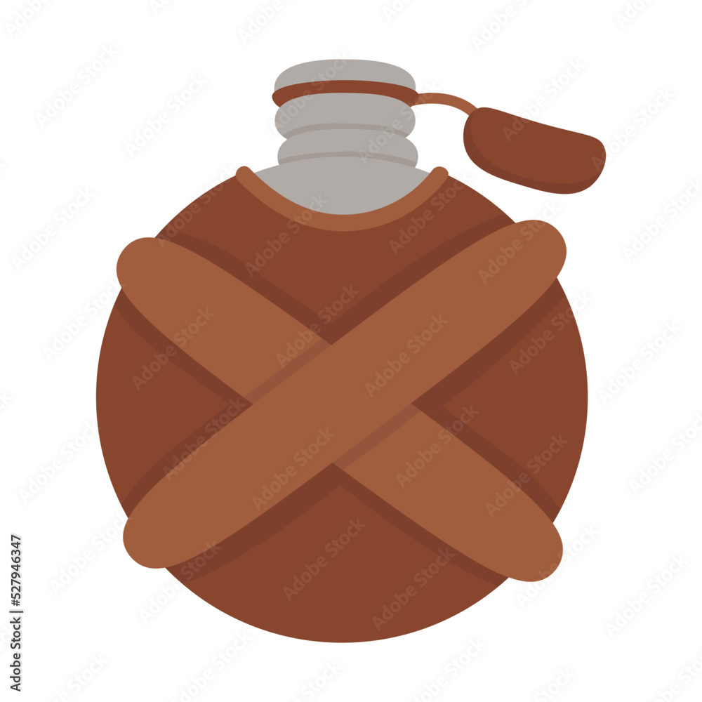 Doodle flat clipart. Traveler's water flask. All objects are repainted. Doodle flat clipart. Traveler's water flask. All objects are repainted.