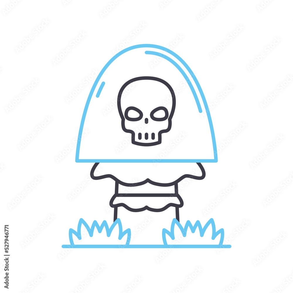 poisonous mushroom line icon, outline symbol, vector illustration, concept sign poisonous mushroom line icon, outline symbol, vector illustration, concept sign
