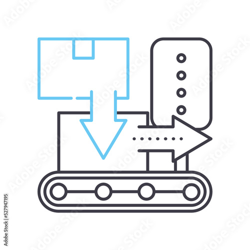 production process line icon, outline symbol, vector illustration, concept sign