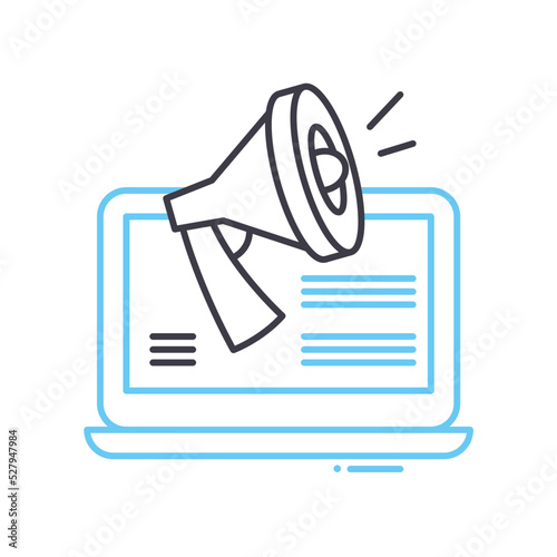 press release line icon, outline symbol, vector illustration, concept sign