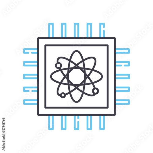 quantum computing line icon, outline symbol, vector illustration, concept sign