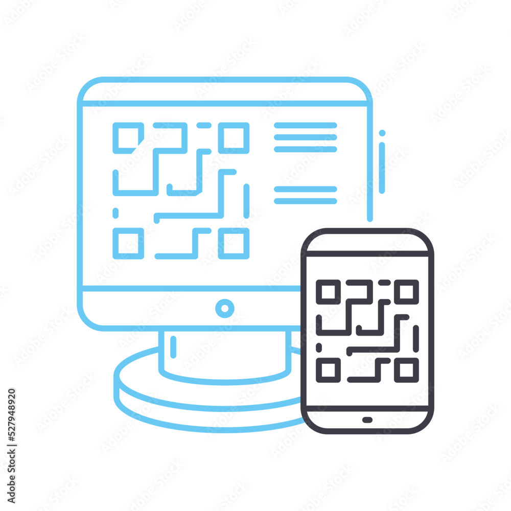 qr code reader line icon, outline symbol, vector illustration, concept sign qr code reader line icon, outline symbol, vector illustration, concept sign