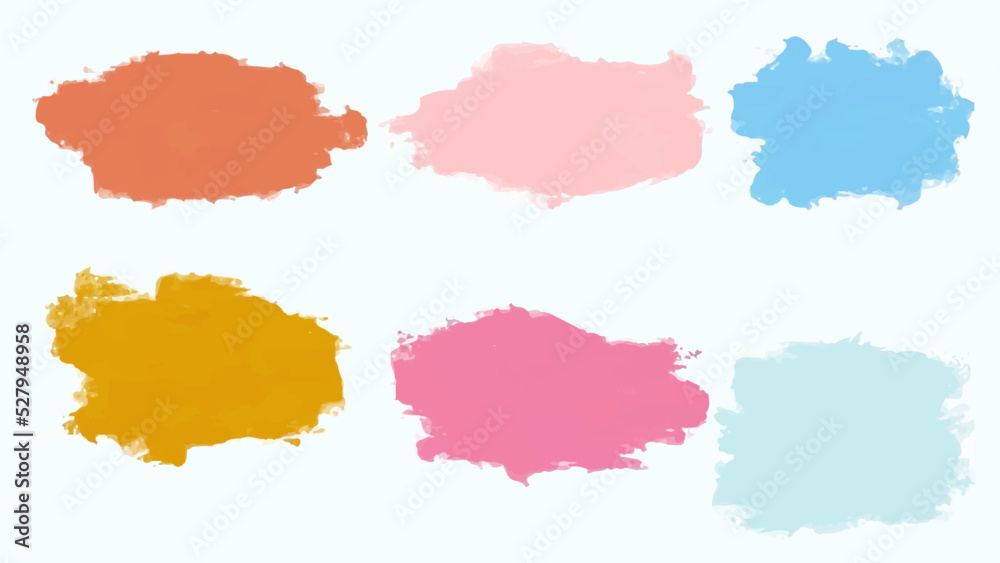 Set of colorful paint, ink brush strokes, brushes, lines. Dirty artistic design elements. Vector illustration. Isolated on white background.