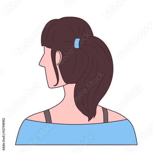 Ponytail hairstyle beautiful woman from behind rear view