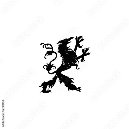 Dragon art for tattoo or icon on white background