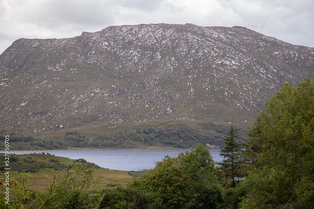 View of Lough Corrib and mountains from R345 Road in County Galway, Ireland