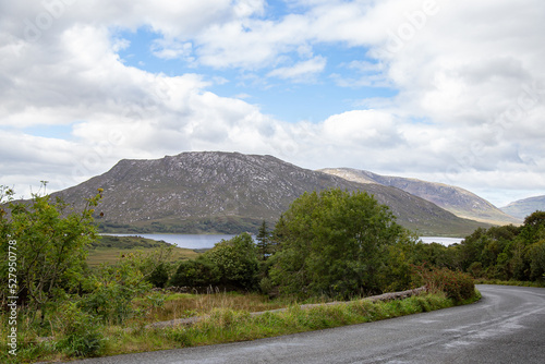 View of Lough Corrib and mountains from R345 Road in County Galway  Ireland