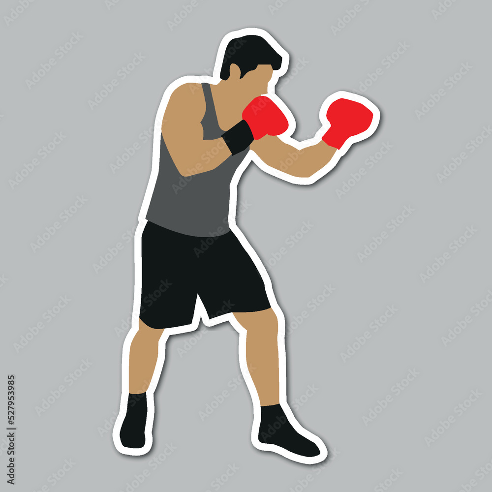 male with boxing pose martial art editable vector sticker male with boxing pose martial art editable vector sticker