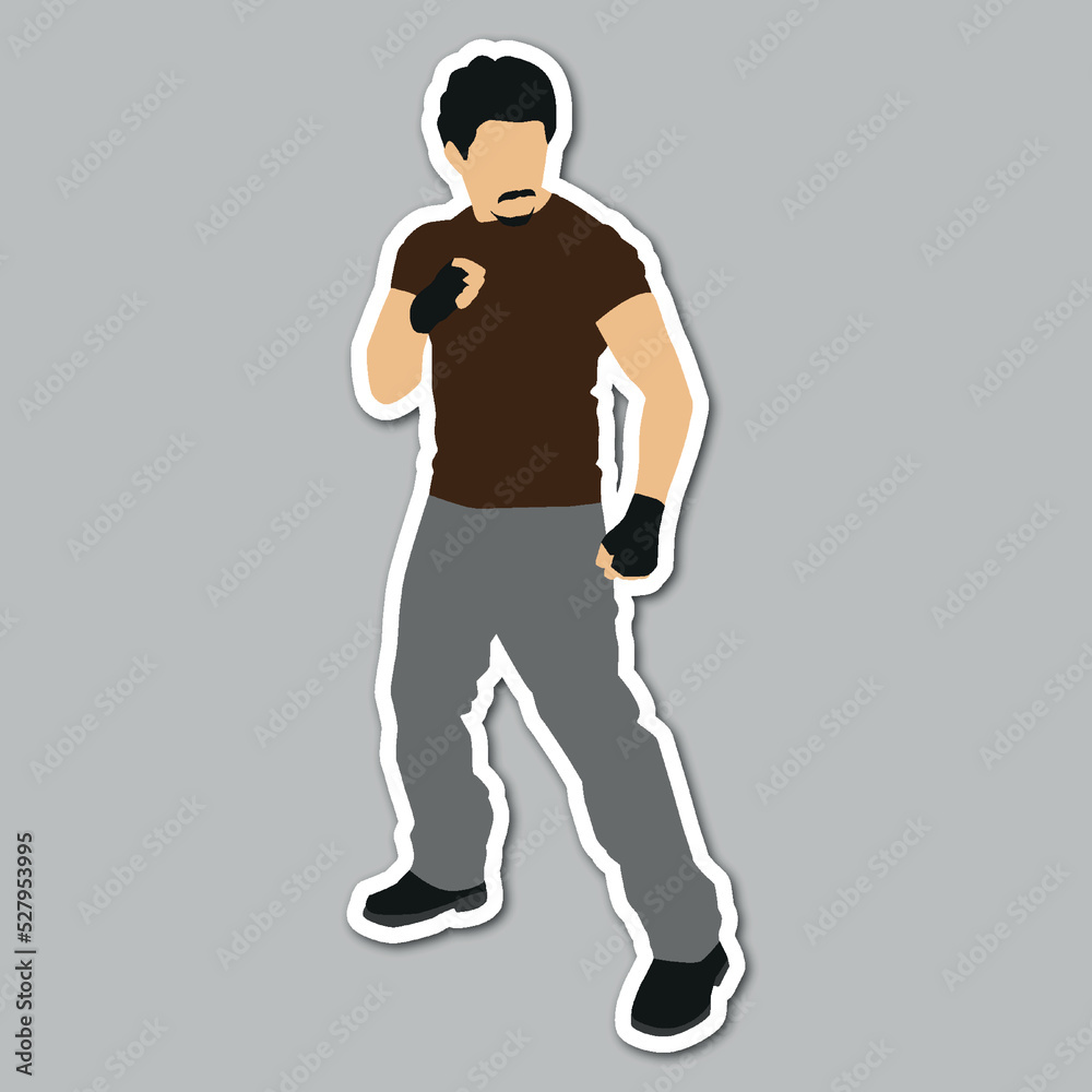 steady pose martial art editable vector sticker