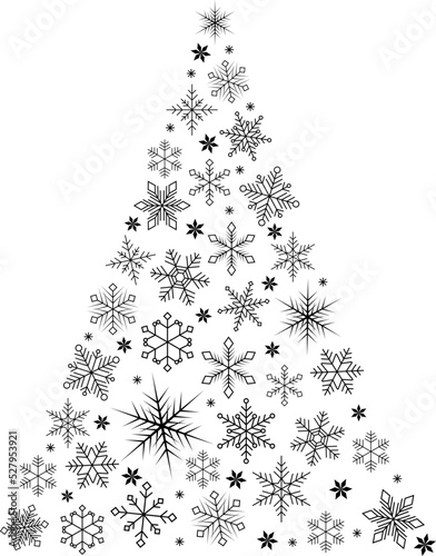 雪の結晶のクリスマスツリー　シルエット