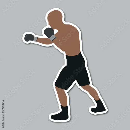 jab boxing pose martial art editable vector sticker