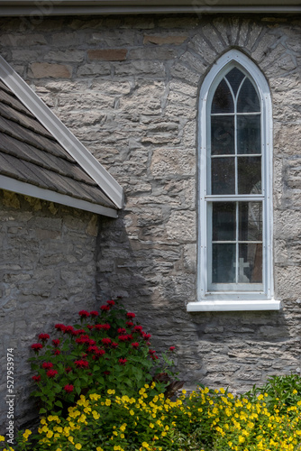 church window with flowers
