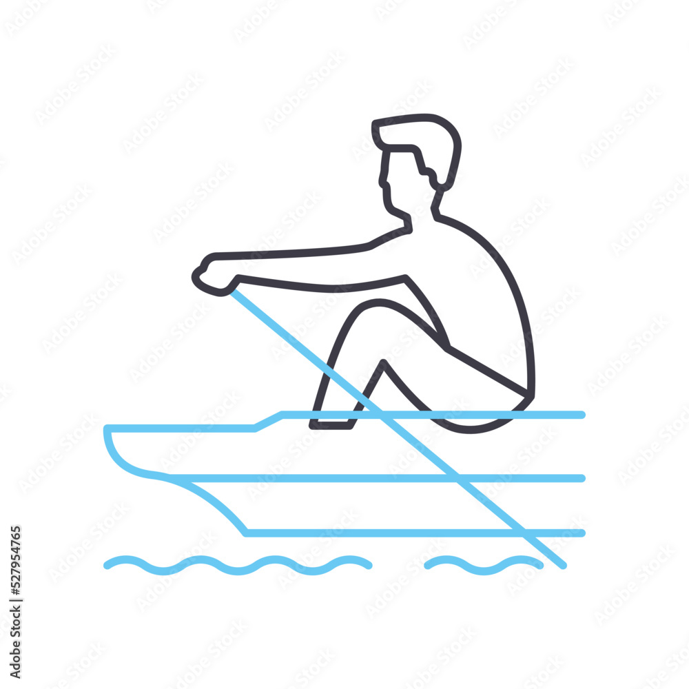 Fototapeta premium rowing training line icon, outline symbol, vector illustration, concept sign