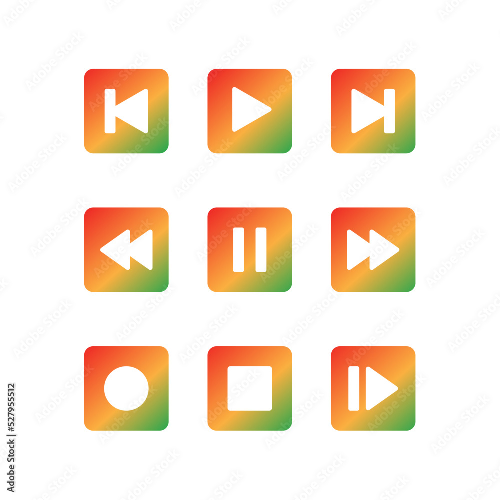 Set music player button icon vector Set music player button icon vector