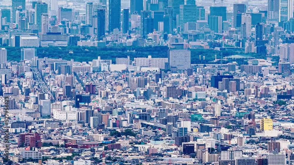大阪城から大阪の街並みのタイムラプス動画 ズームアウト 大阪城から大阪の街並みのタイムラプス動画 ズームアウト