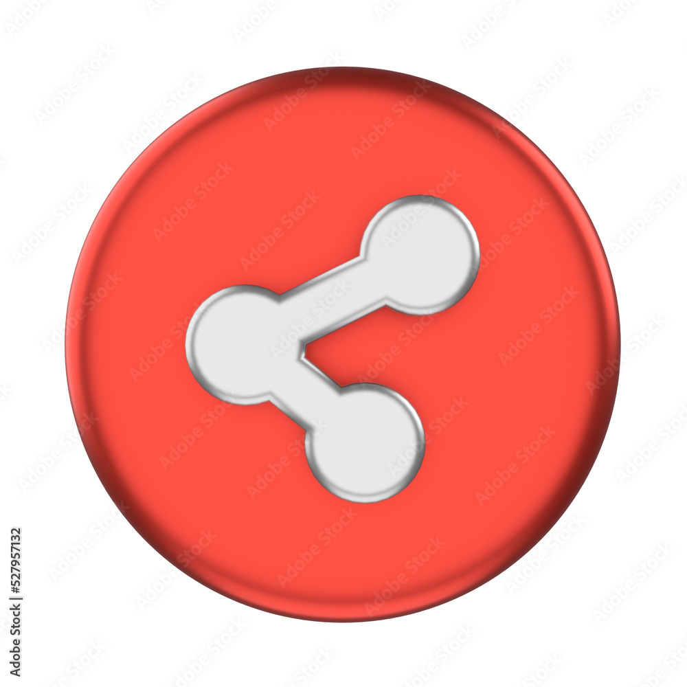 3D share icon. Share button. 3D element. 3D share icon. Share button. 3D element.