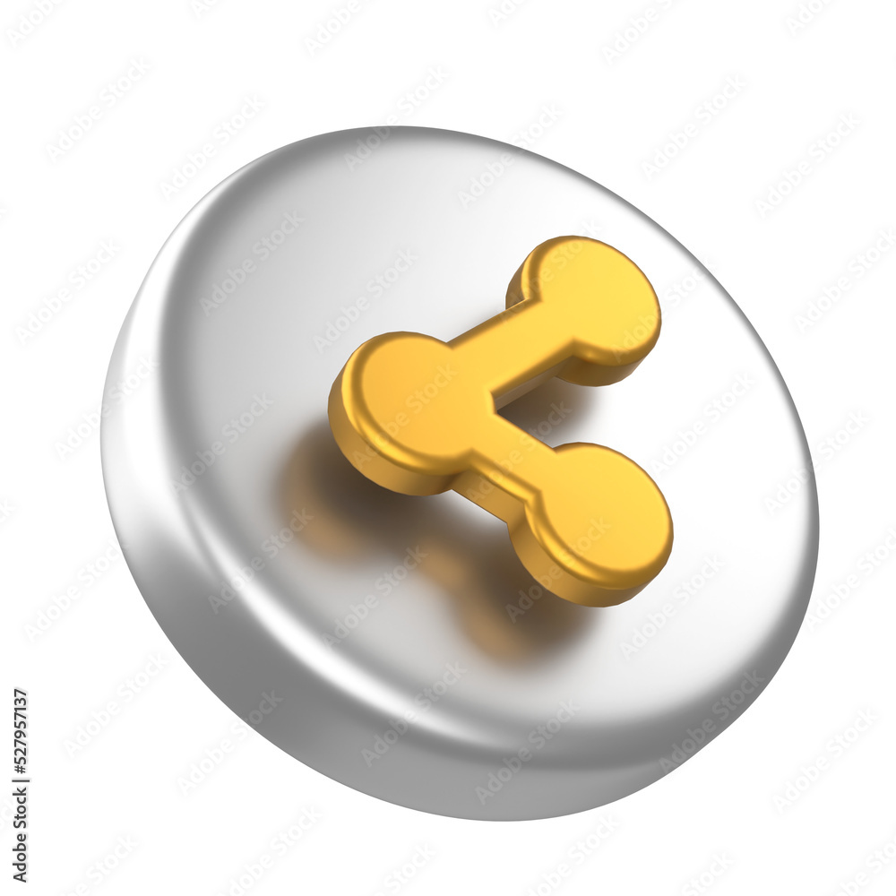 3D share icon. Share button. 3D element.