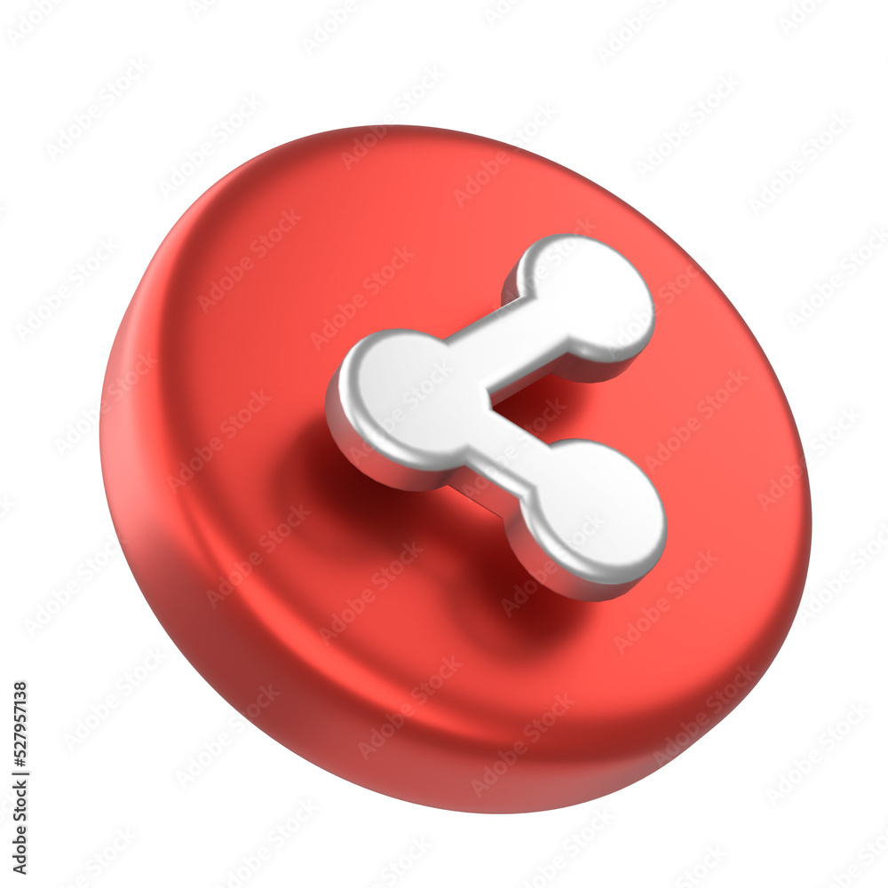 3D share icon. Share button. 3D element. 3D share icon. Share button. 3D element.