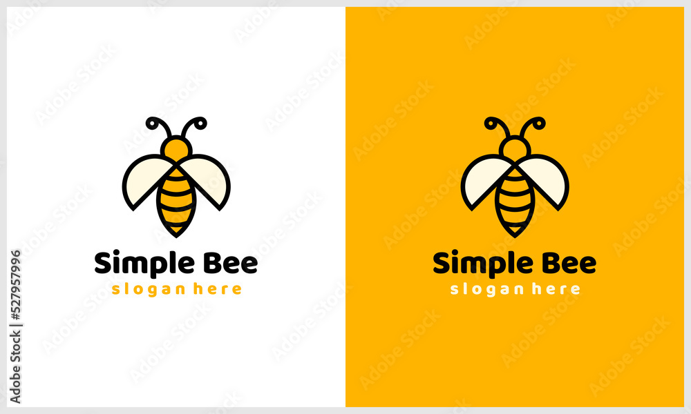 Fototapeta premium simple honey bee with line art style logo design template