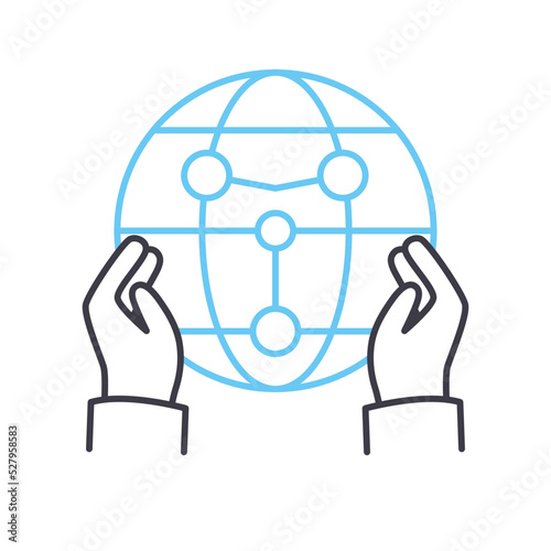 save the world line icon, outline symbol, vector illustration, concept sign