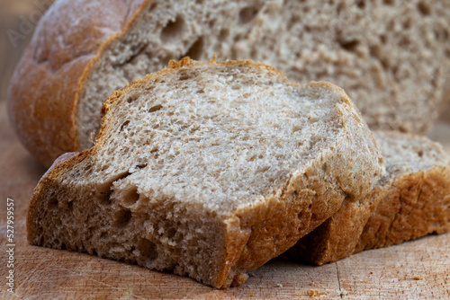 Freshly baked bread on the kitchen table