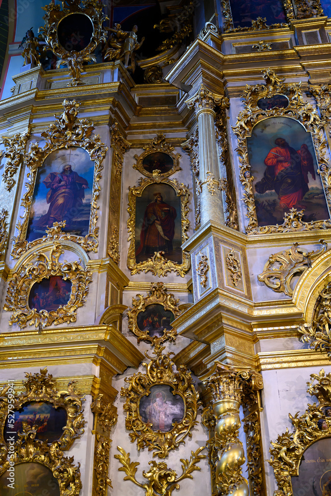 The interior of the Assumption Cathedral of the 12th-19th centuries in Vladimir, Russia