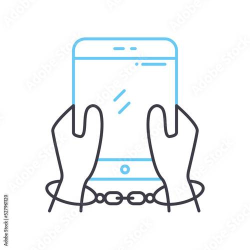 smartphone addiction line icon, outline symbol, vector illustration, concept sign