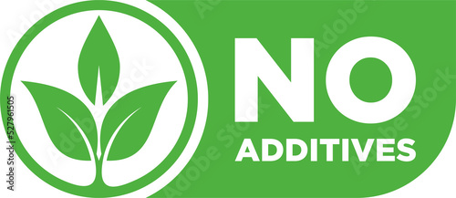 No additives sign for healthy natural food products label - png isolated pictogram with plant leaf