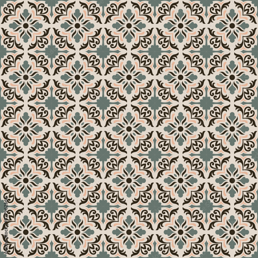 Seamless pattern of tiles. Vintage decorative design elements