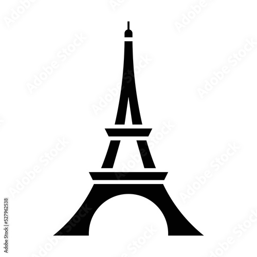 Eiffel Tower, black icon. Suitable for website, content design, poster, banner, or video editing needs