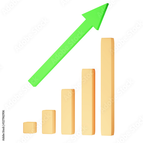 Business raising graph with arrow on transparency background