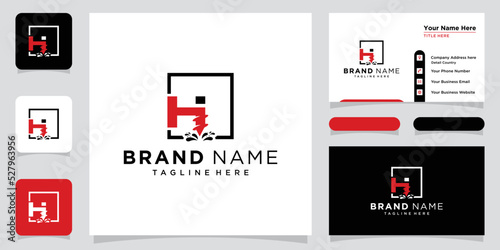 Initial H drilling logo design vector template