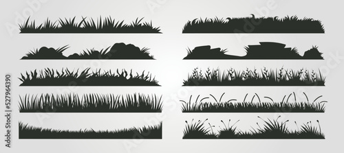 vector of grass silhouette template illustration design, set of black grass background design