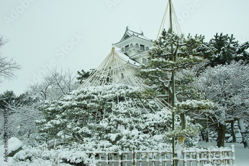 A snowy morning of NAGAHAMA castle, SHIGA photo