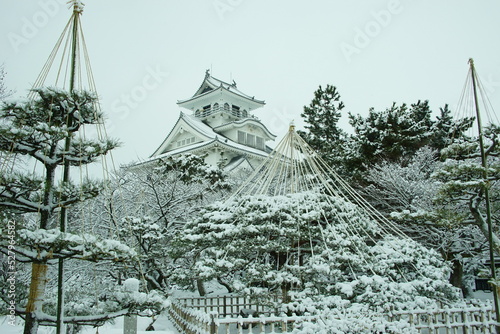 A snowy morning of NAGAHAMA castle, SHIGA