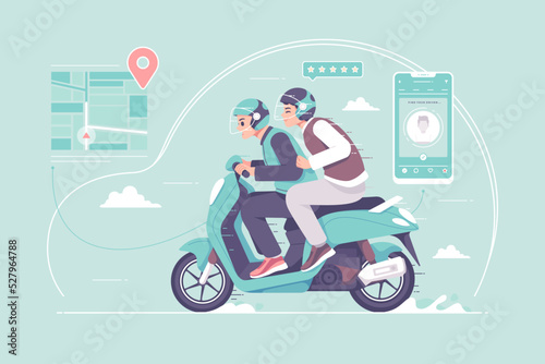 online motorcycle taxi drivers during pandemic illustration