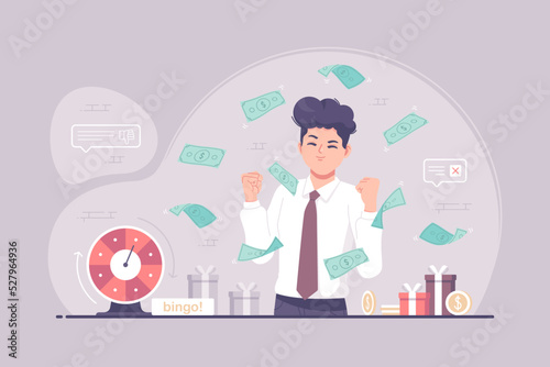 business man bingo gambling game concept illustration