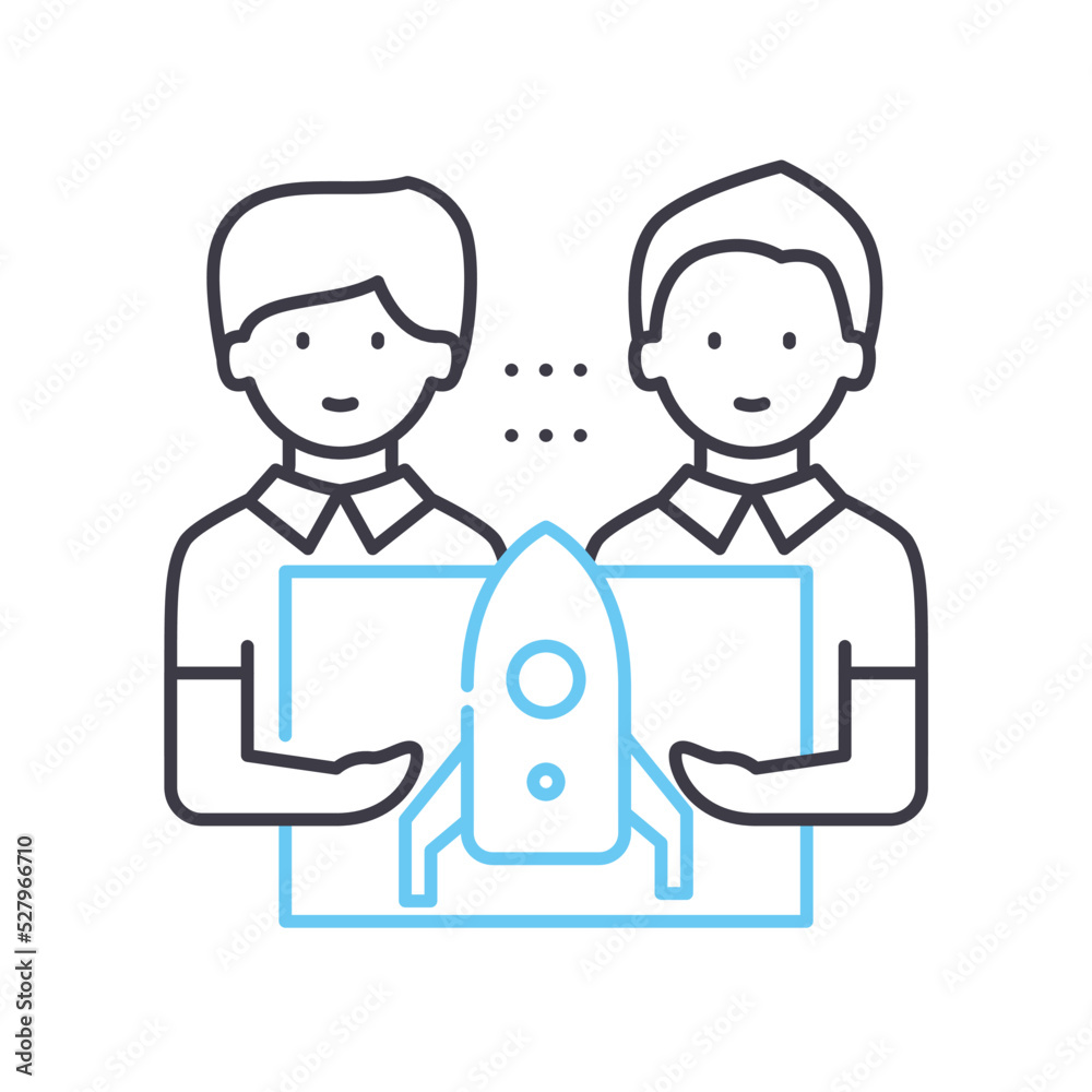 startup collaboration line icon, outline symbol, vector illustration, concept sign startup collaboration line icon, outline symbol, vector illustration, concept sign