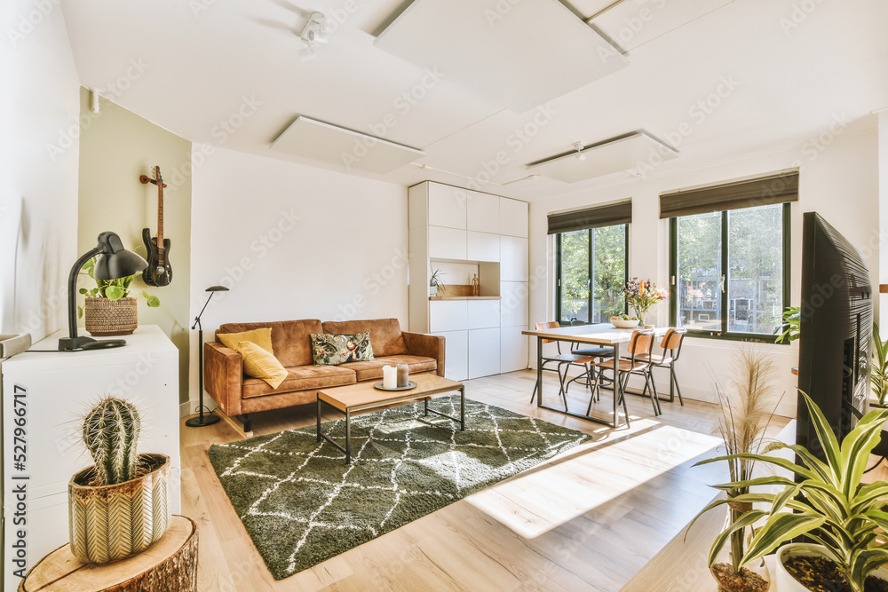 Natural Light Studio Apartment Design Inspiration Reference: Foto Stock Contemporary Minimalist Style Interior Design Of Light