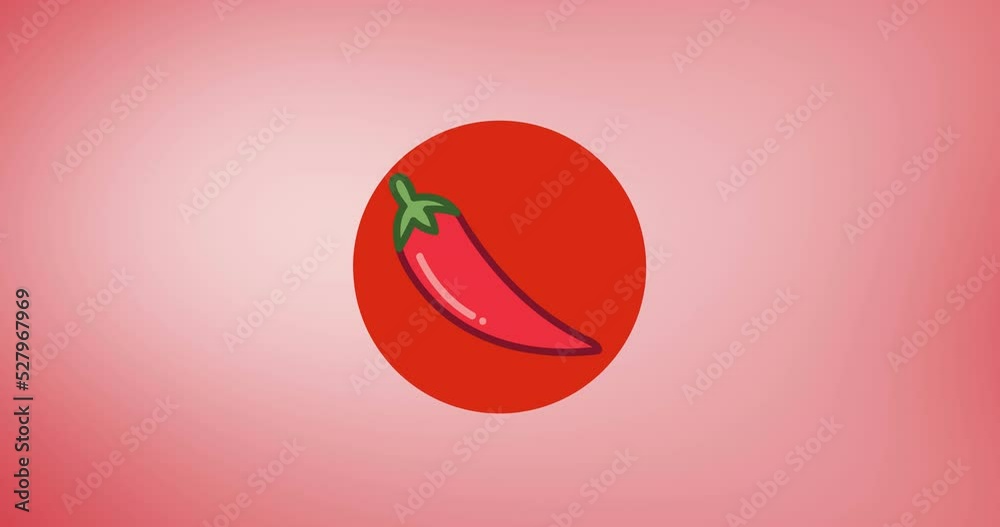 Animation of chilli pepper icon on red background