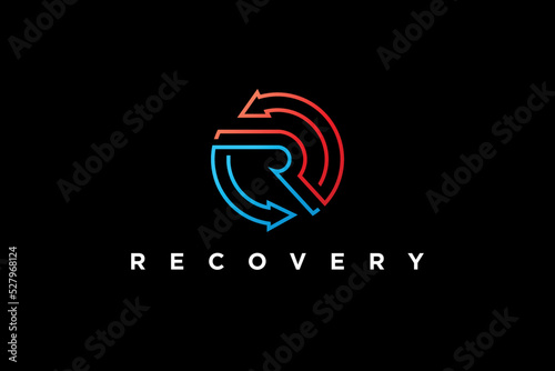 Fotografie Linear shape  modern design R letter logo template