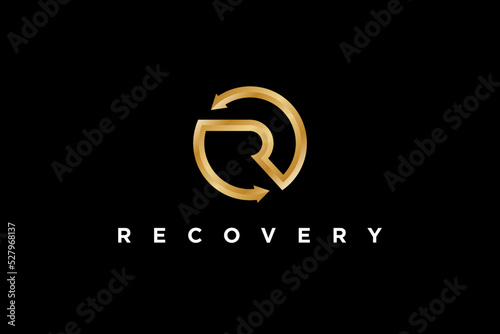Linear shape  modern design R letter logo template