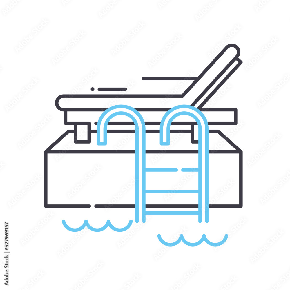 swimming pool line icon, outline symbol, vector illustration, concept sign swimming pool line icon, outline symbol, vector illustration, concept sign