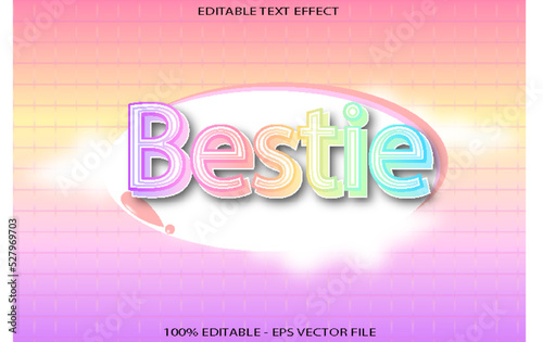 Bestie Editable text effect 3D Gradient style Design