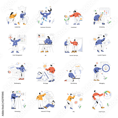 Pack of Business Management Flat Illustrations 

