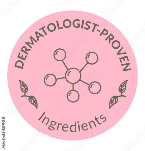 Dermatologist proven ingredients, label or logo