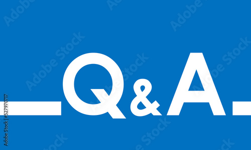 Q & A letters on blue background, questions and answers poster or banner, knowledge base or support service cover