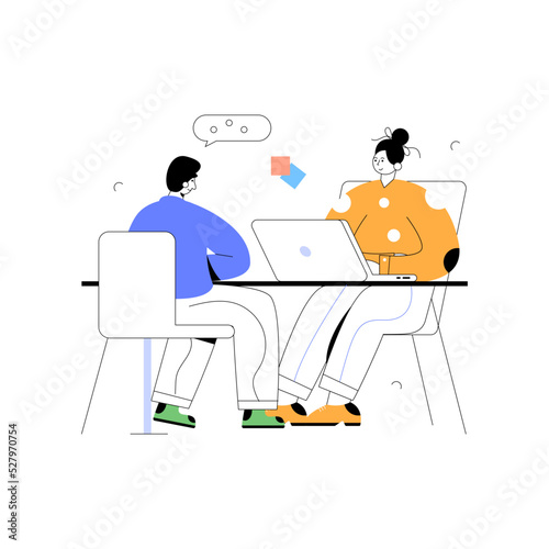 A character based flat illustration of business discussion 